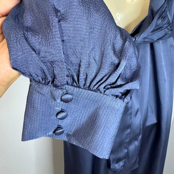 Anthropologie Hutch Open Back Midi Dress Blue Long Sleeve Blue Size 14 - Picture 10 of 16